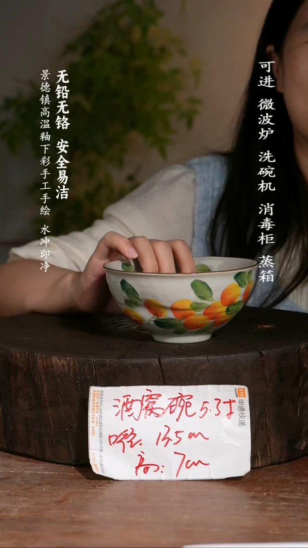 碗陶瓷景德镇高温瓷釉下彩手绘陶瓷