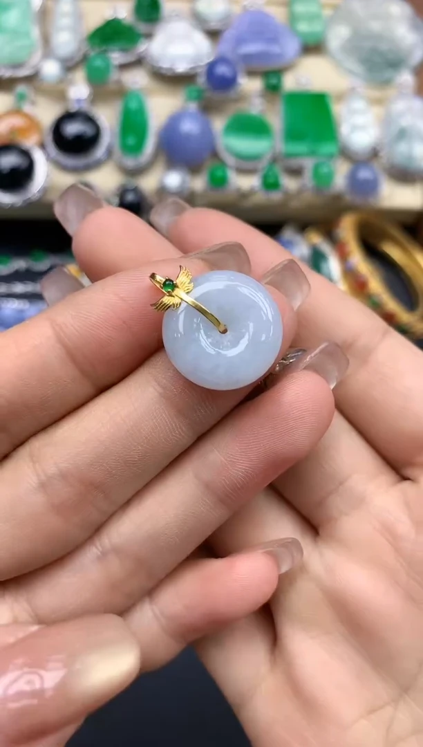 颈饰18K金镶嵌翡翠120-中国好珍宝