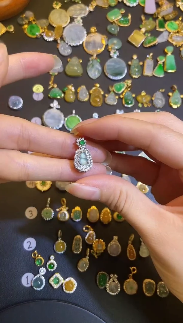 吊坠(不含链)银S925镶嵌翡翠1