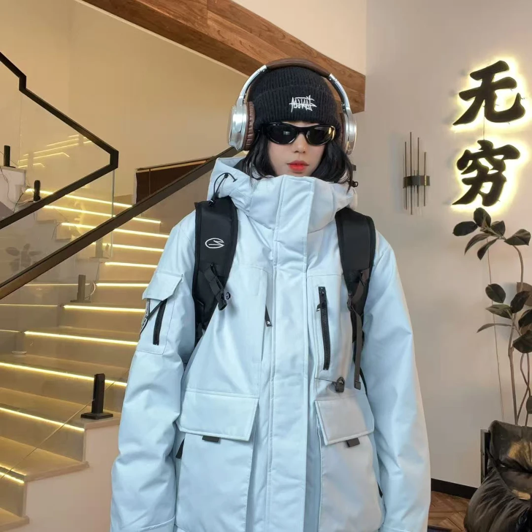 6815#蓝色#冬季情侣新款潮流保暖加厚休闲百搭外套 棉