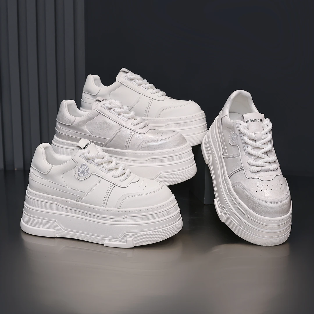 殊彩7cm厚底百搭小白鞋女2025春季新款小个子增高运动鞋休闲板鞋