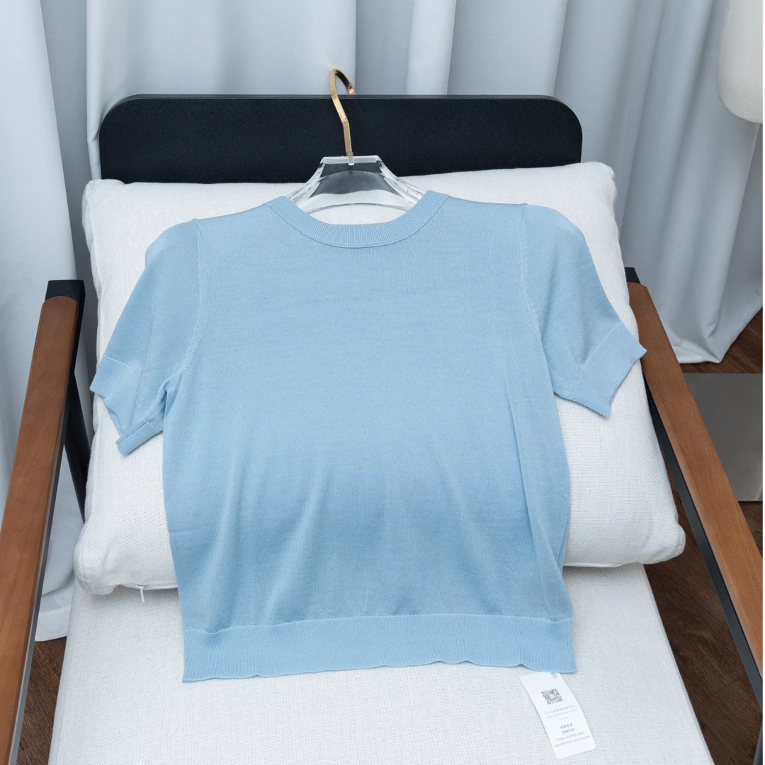 南油大嘴-短款薄款短袖羊毛针织衫打底衫女四色