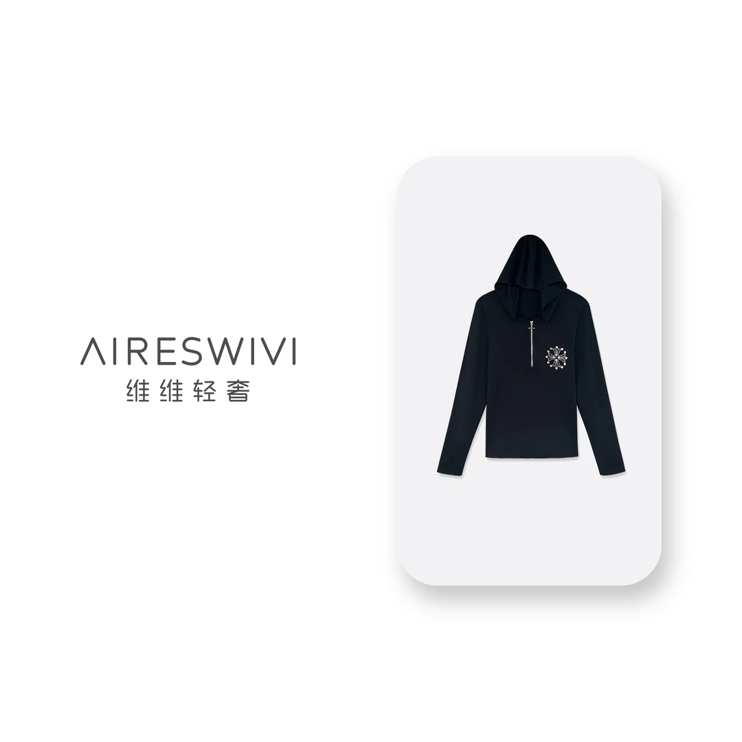 【通勤战衣】时尚连帽设计感烫钻减龄上衣301653