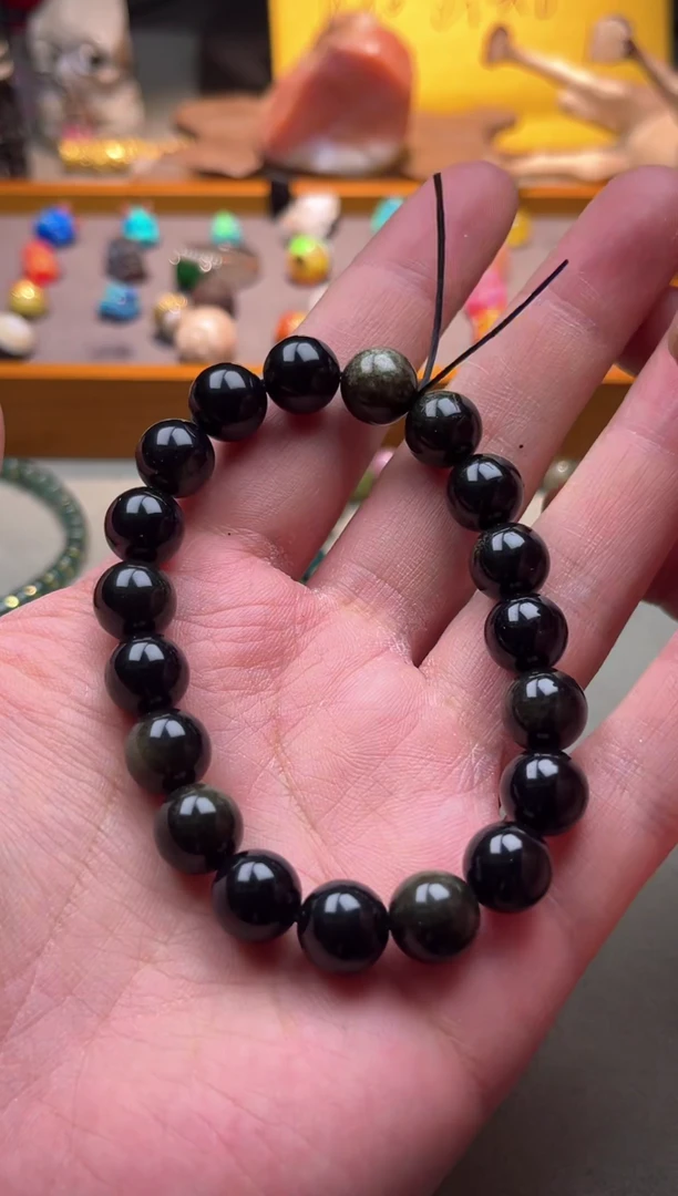 黑曜岩未镶嵌手串黑曜石单圈多样性发其一