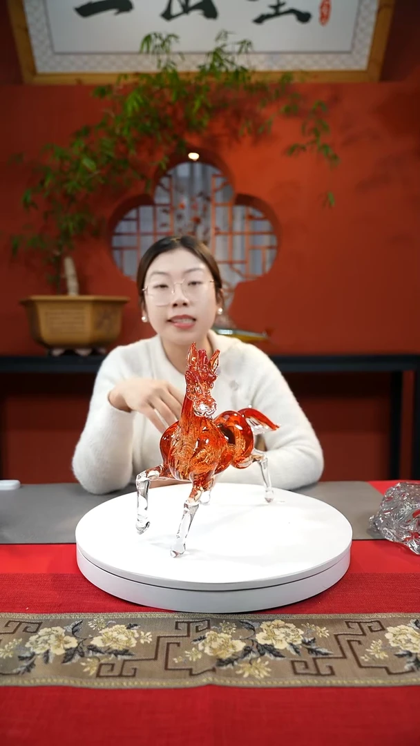 【闪购商品】琉璃手工艺品红色奔马