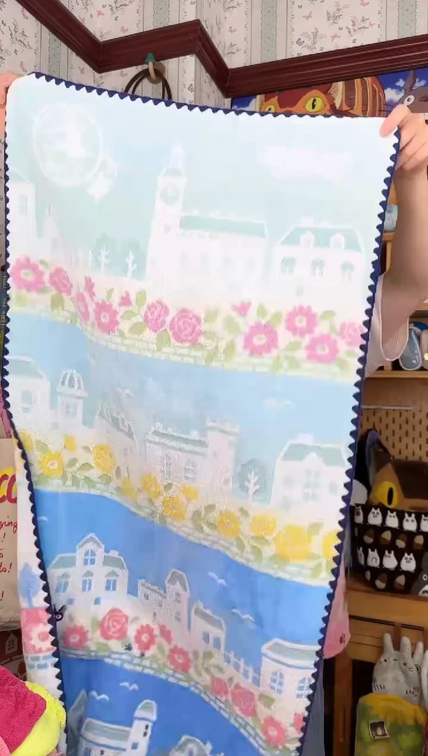 棉青空黑猫浴巾全棉刺绣