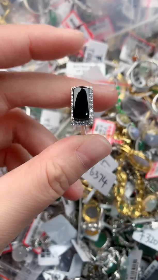 银S925镶嵌戒指翡翠111      10