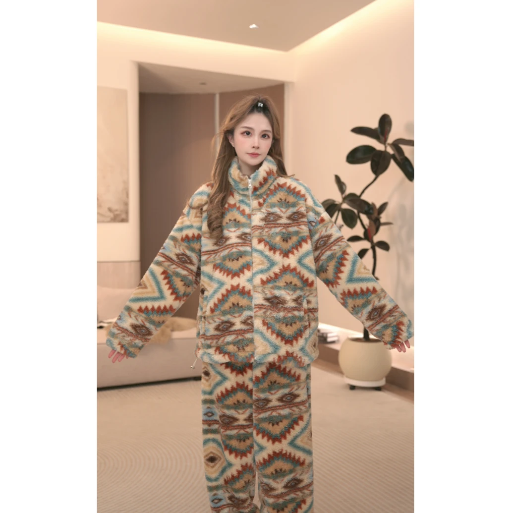 DM【波西米亚风】高定冬款墩墩绒加厚家居服套装女士