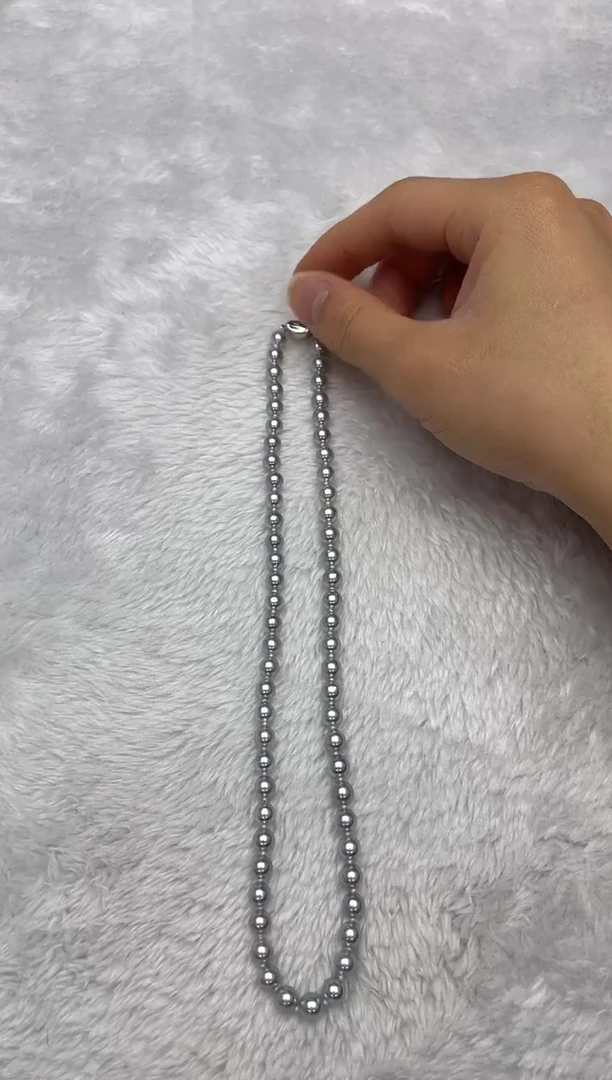 项链银S925镶嵌海水珍珠AK真多麻6-6.5mm