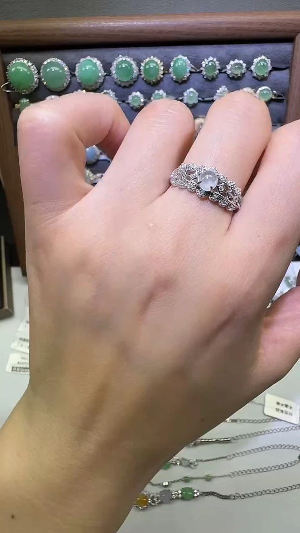 银S925镶嵌戒指翡翠戒指24