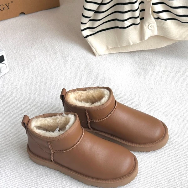 【羊皮毛一体】童款光面Mini低筒保暖雪地靴