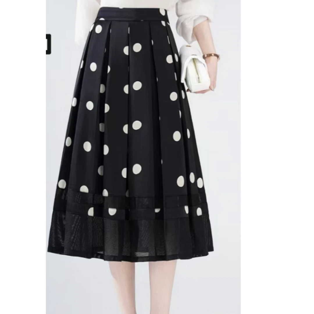 《林李上新》25407时尚洋气波点伞裙气质遮肉显瘦百搭后松紧半身裙