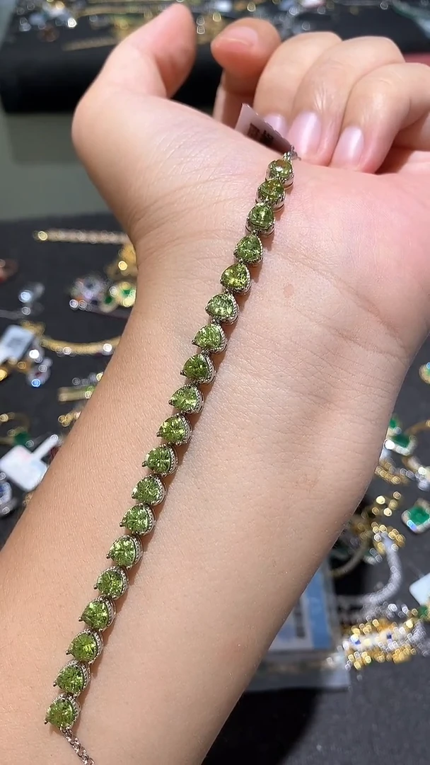 手链银S925镶嵌橄榄石手链