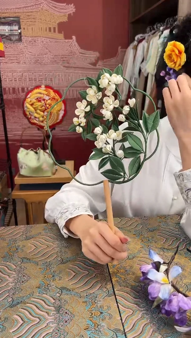 刺绣非遗绒花（发饰）