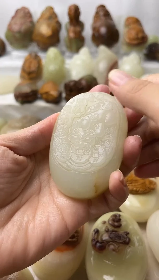石材天然方解石棉纹正常介意勿拍不退换貔貅