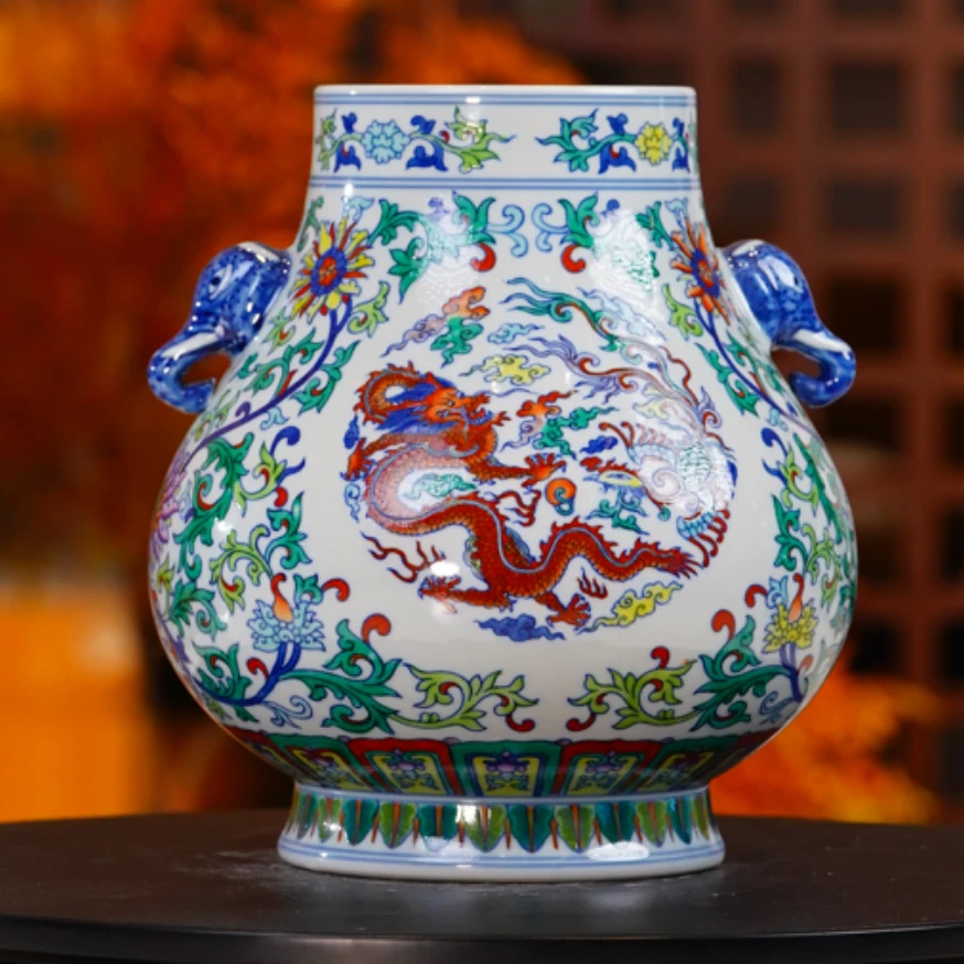 樊匠造器  斗彩龙凤福桶