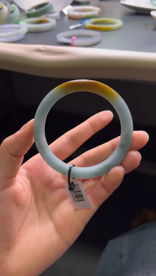 未镶嵌手镯定制翡翠57-61蓝底黄翡「定制不退不换」