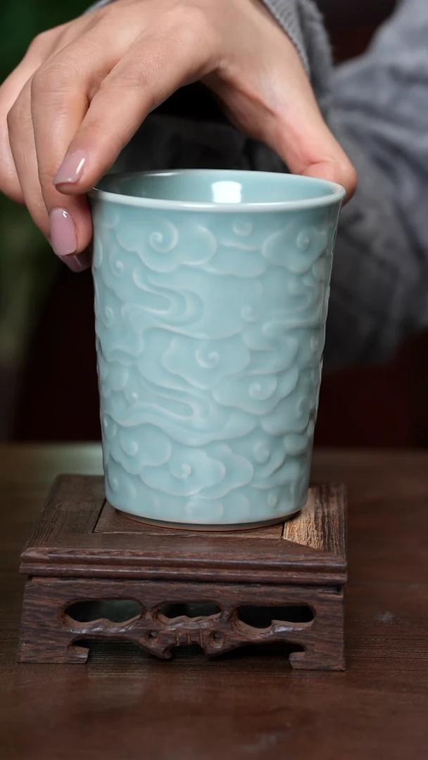 【闪购商品】宝丰原产地仿古釉汝瓷云纹可乐杯