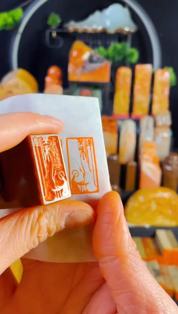 【闪购商品】浙江红石印石手工篆刻《禅茶一味》1.5*3红石浮雕