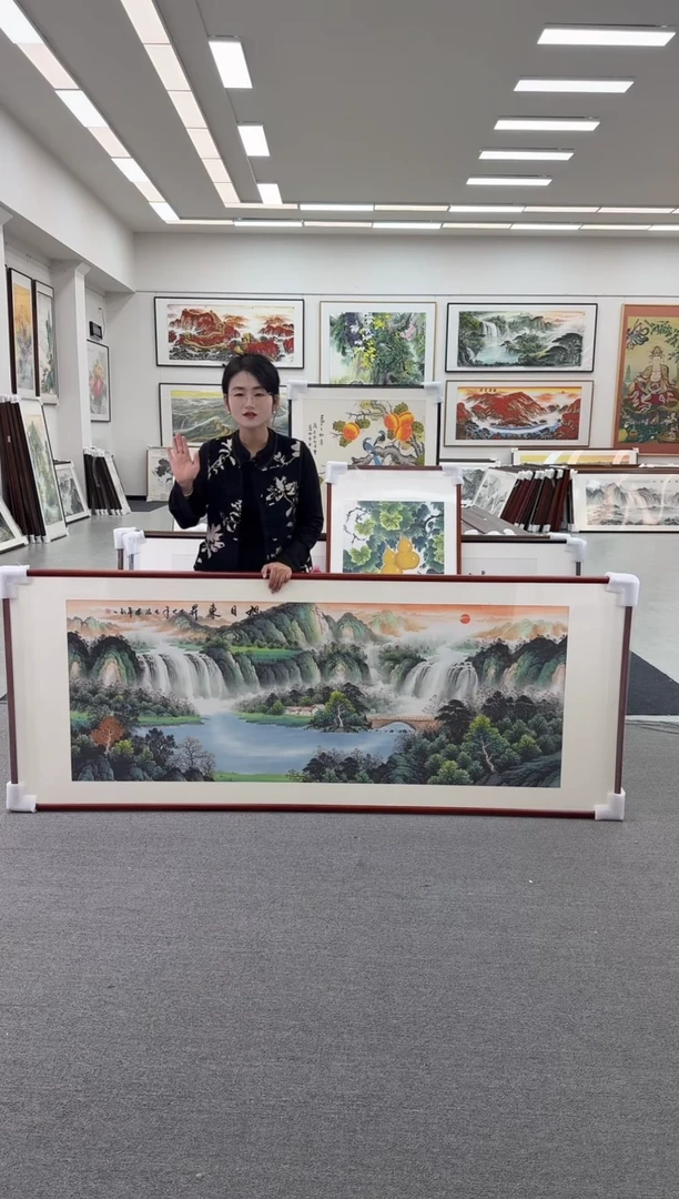 国画手绘  219*88  旭日东升