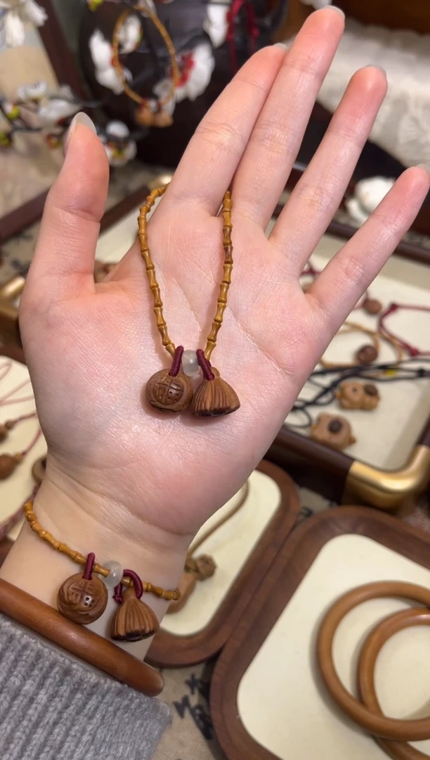 手串桃核【桃缘行】竹节「福气莲莲」桃木桃核辟、挡、驱、护 备注手围