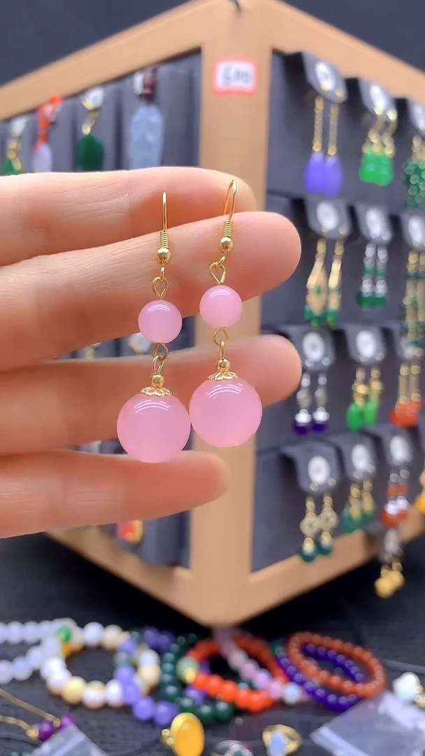 【闪购商品】玛瑙/玉髓耳坠未镶嵌耳饰