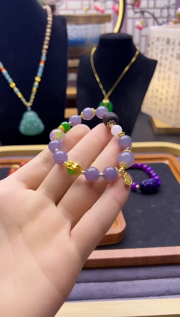 【闪购商品】和田玉手链14K金镶嵌S505