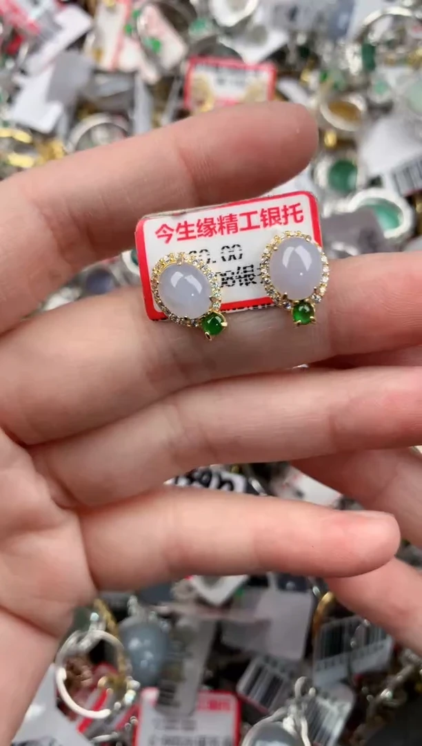 银S925镶嵌戒指翡翠666          2