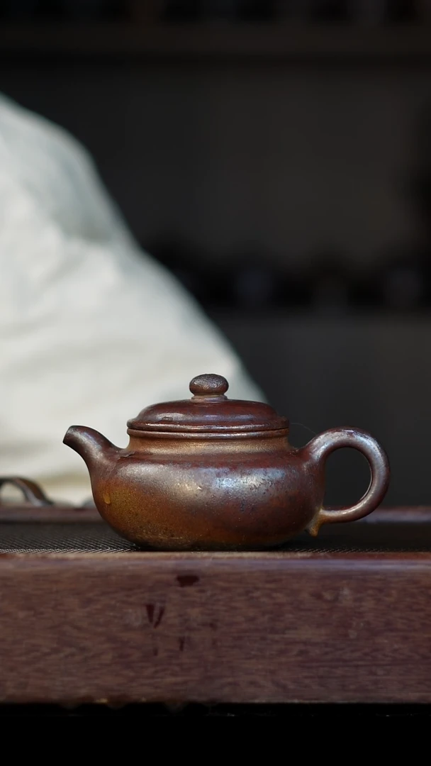茶壶紫砂柴烧紫砂 天青仿古150cc
