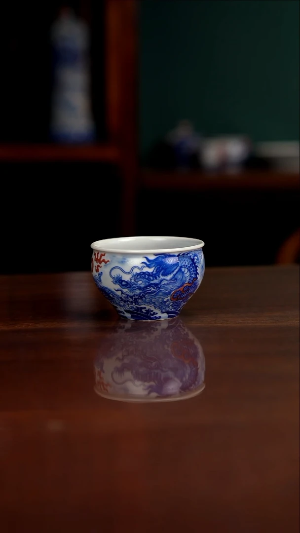 自成堂柴窑 龙凤杯