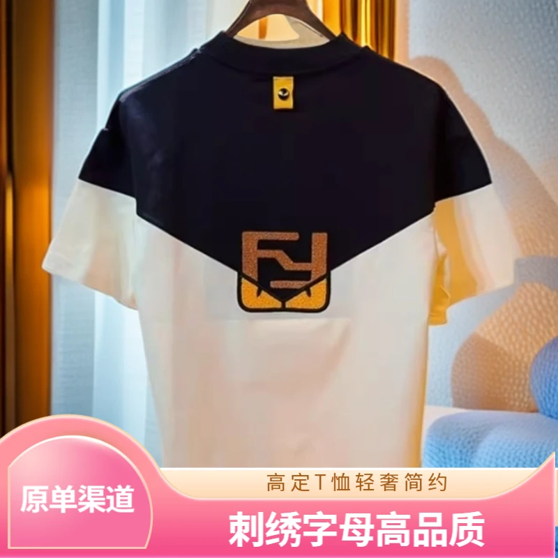 【大码300斤可穿潮牌奢品】T2128高定时装周刺绣简约高奢T恤设计