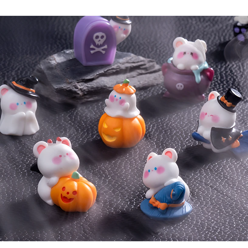 【许愿+对对碰+九宫格】万圣节幽灵南瓜熊摆件盲袋配件（直播代拆）