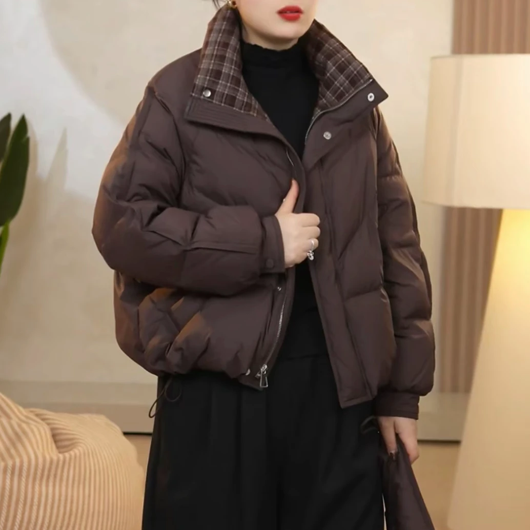 美兰【云朵泡芙】女装宽松短款外套拼接保暖连帽女宽松百搭棉服女