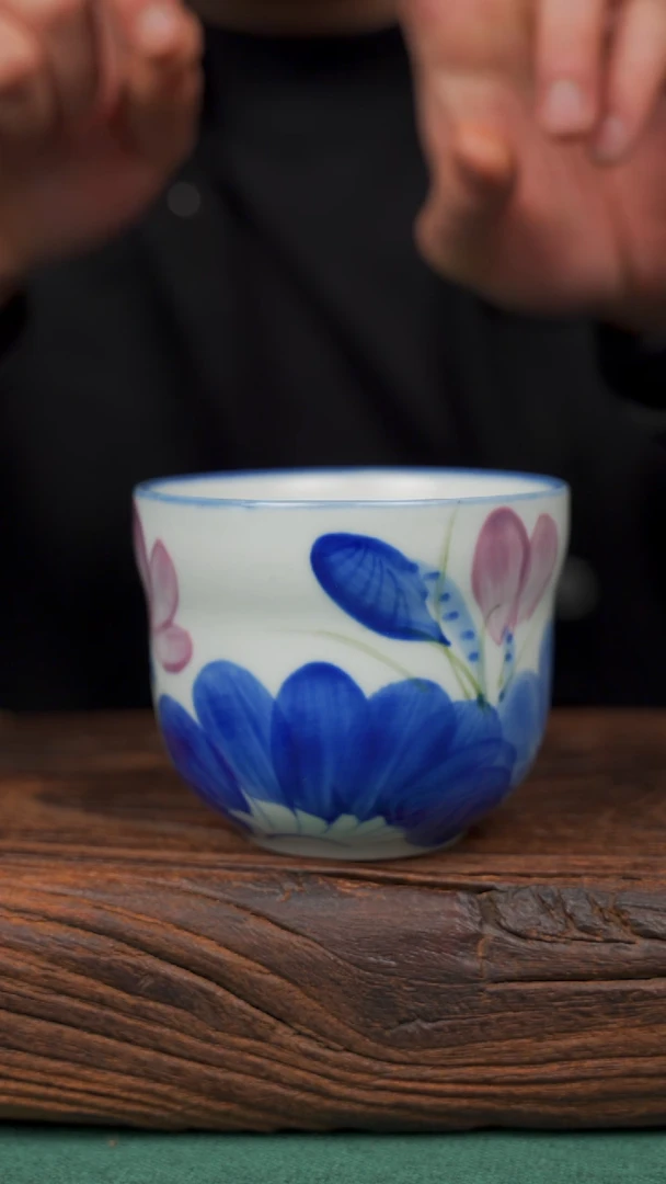 【闪购商品】瓷片42寻一缕瓷香杯釉下手工手绘瓷器