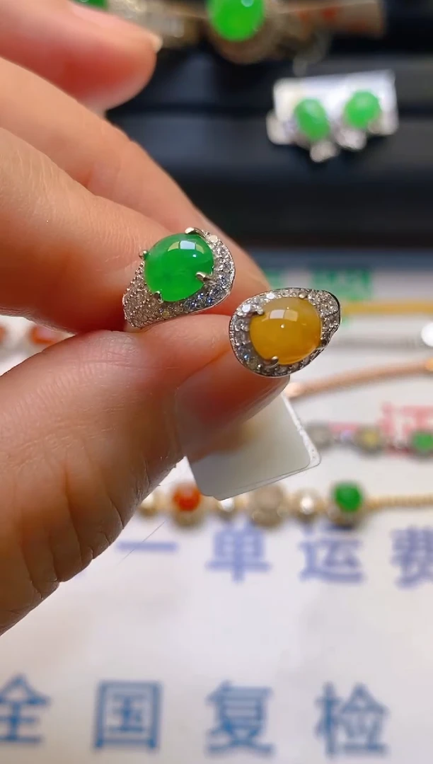 【闪购商品】翡翠耳饰银S925镶嵌天然A货翡翠1