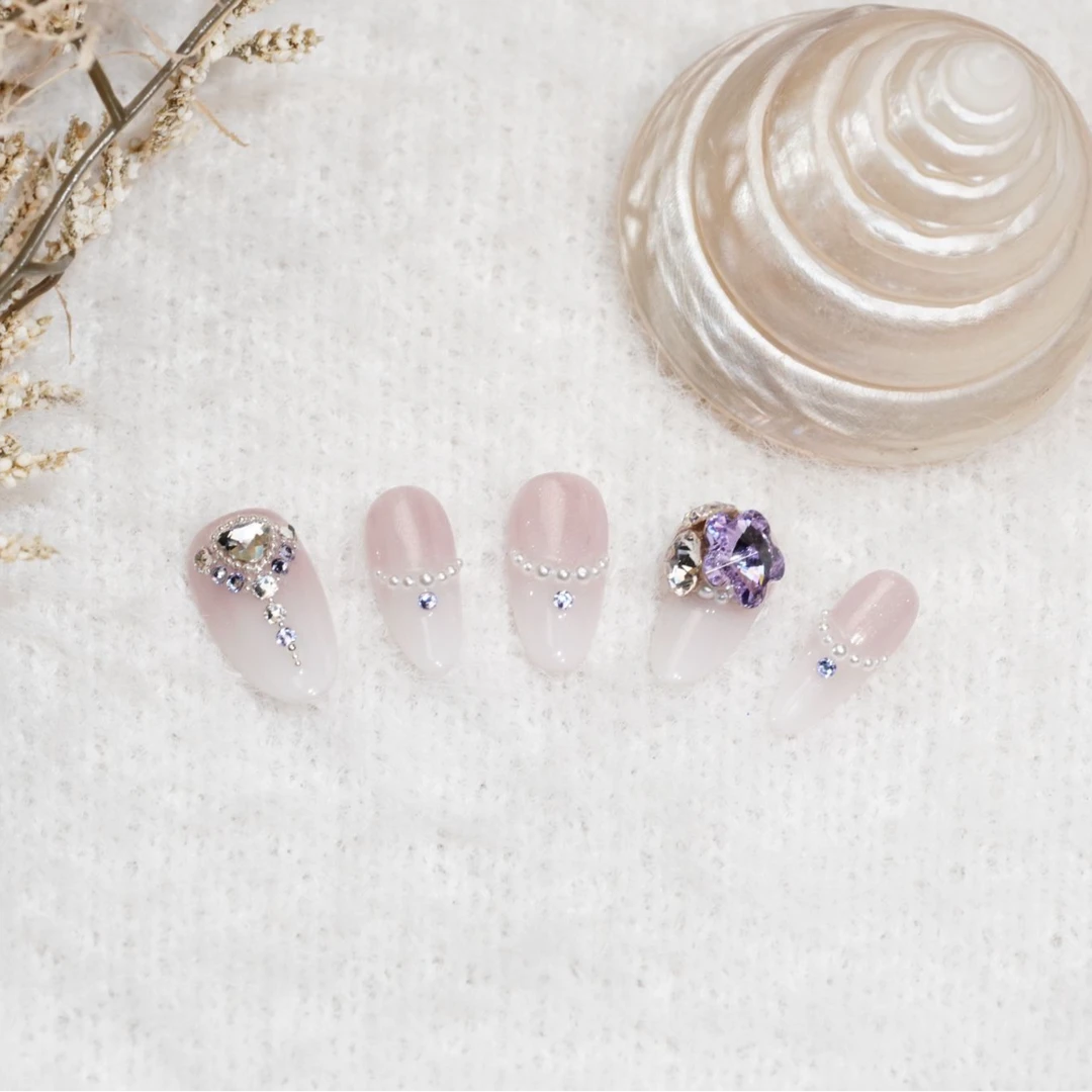 【紫梦晶缘】施华洛简约短款紫色满钻全华系列新年显白穿戴甲