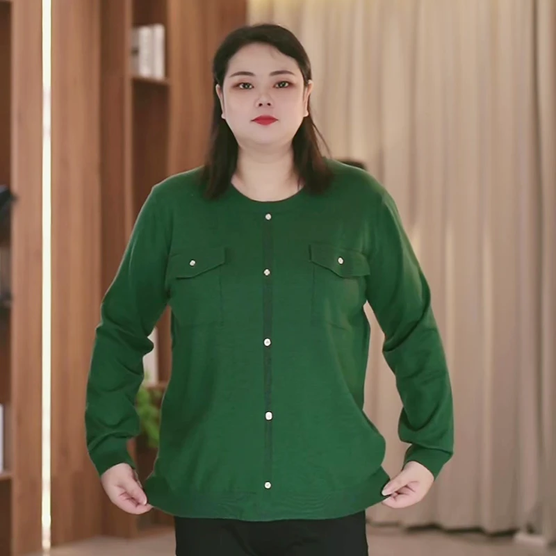 【韩服路】秋季大码女百搭长袖圆领经典毛衣针织衫宽松时尚减龄款