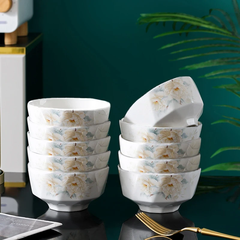 BK国色天香4.5英寸骨瓷米饭碗10个 破损补发