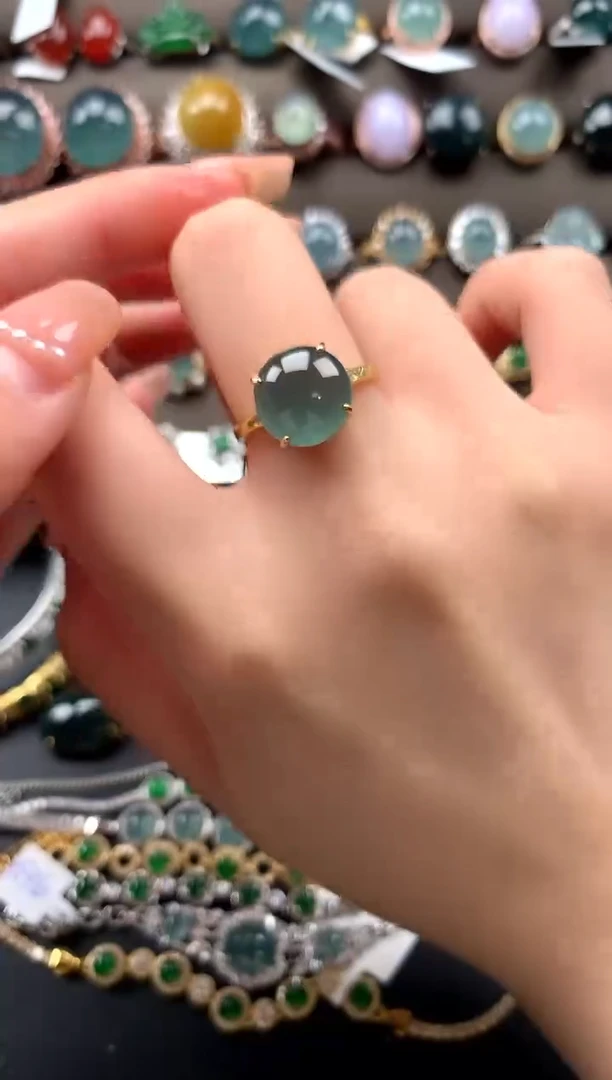 【闪购商品】翡翠戒指银S925镶嵌52141