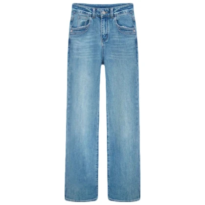 时尚百搭女士宽松休闲裤复古做旧水洗牛仔裤-K50099