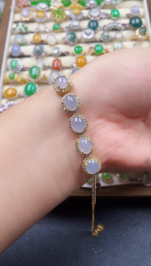 银S925镶嵌手链翡翠115