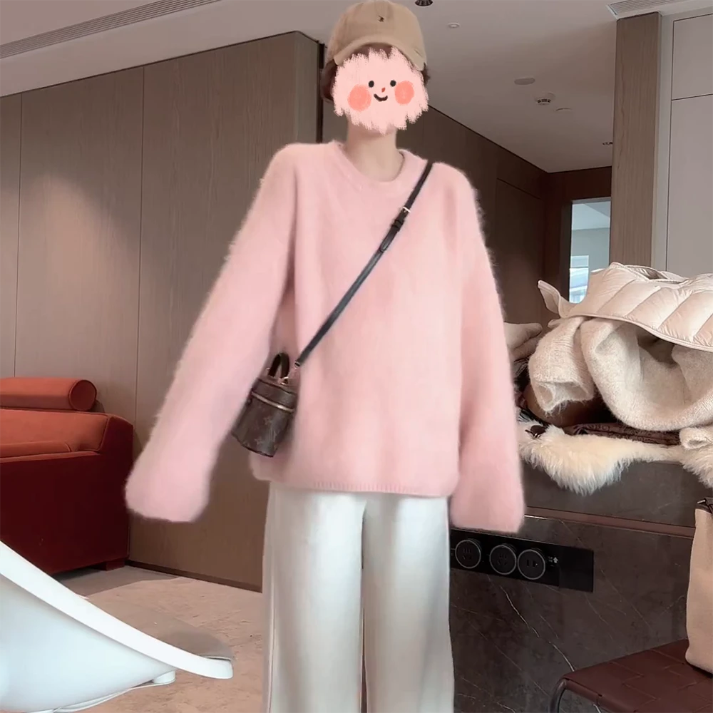 【享受冬日】秋冬新款圆领百搭时尚圆领常规版毛衣温柔慵懒C6427