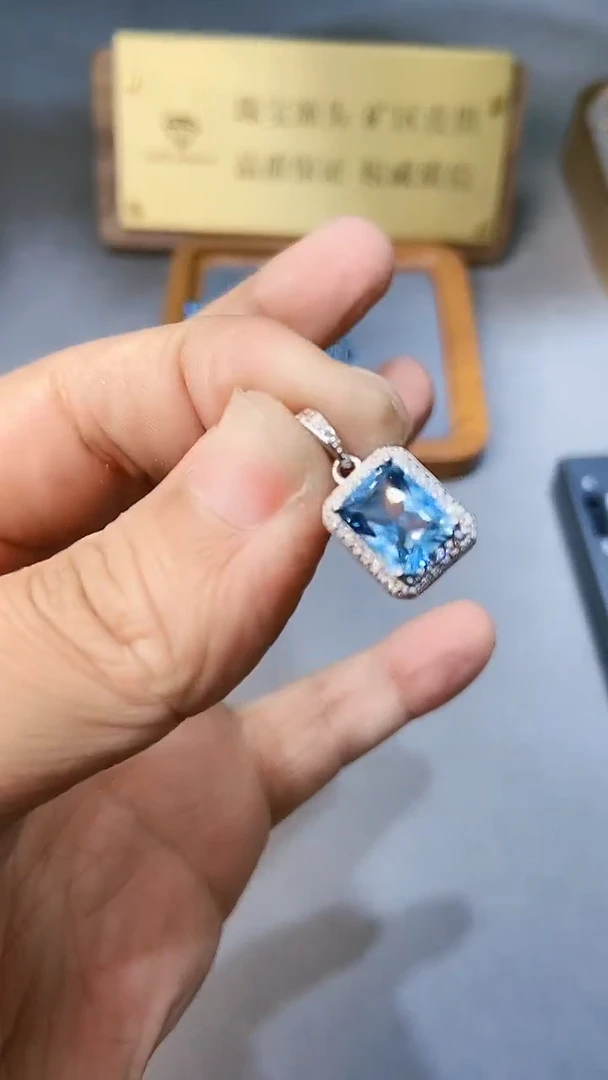 【闪购商品】海蓝宝石颈饰银S925镶嵌354