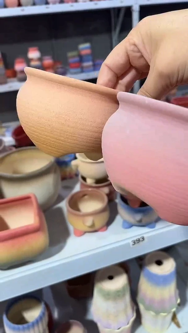 麦饭石粗陶多肉花盆两个