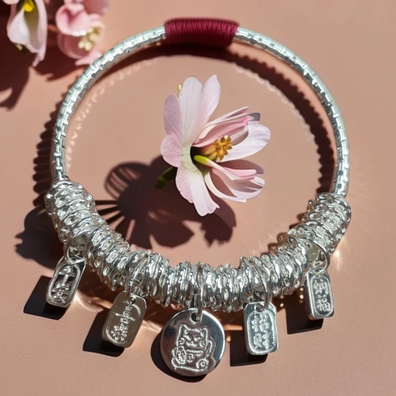 YZ022红绳盘缠银色精品手镯无礼盒