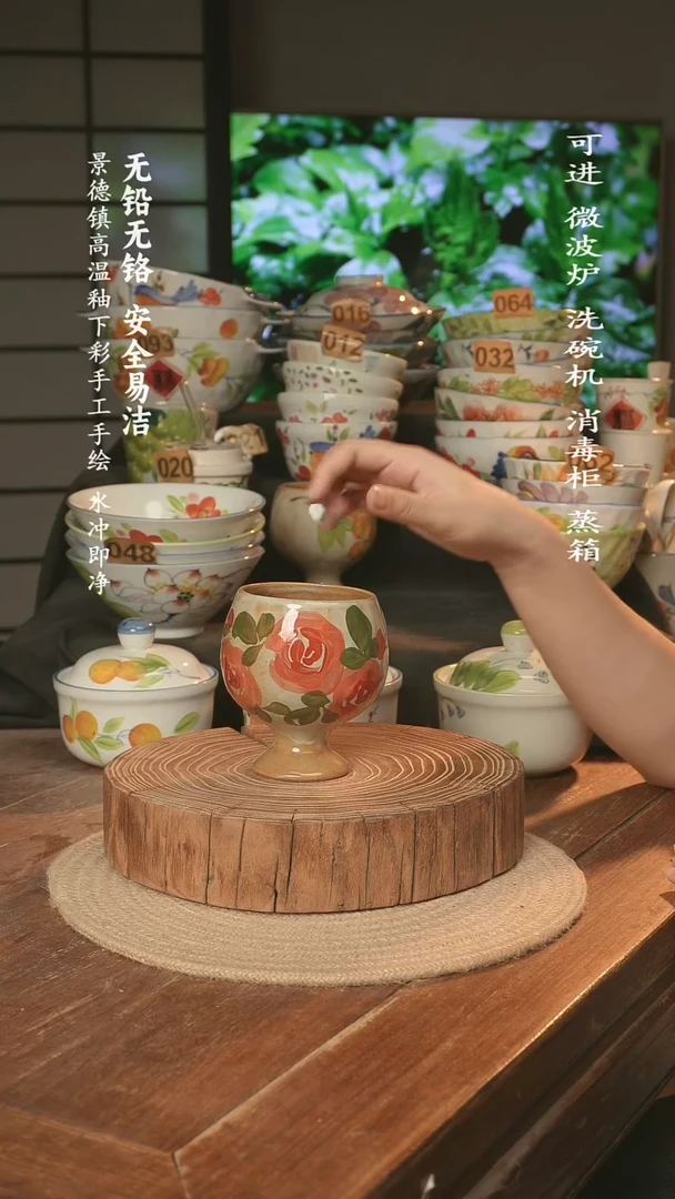 瓷景德镇高温瓷釉下彩手绘陶瓷