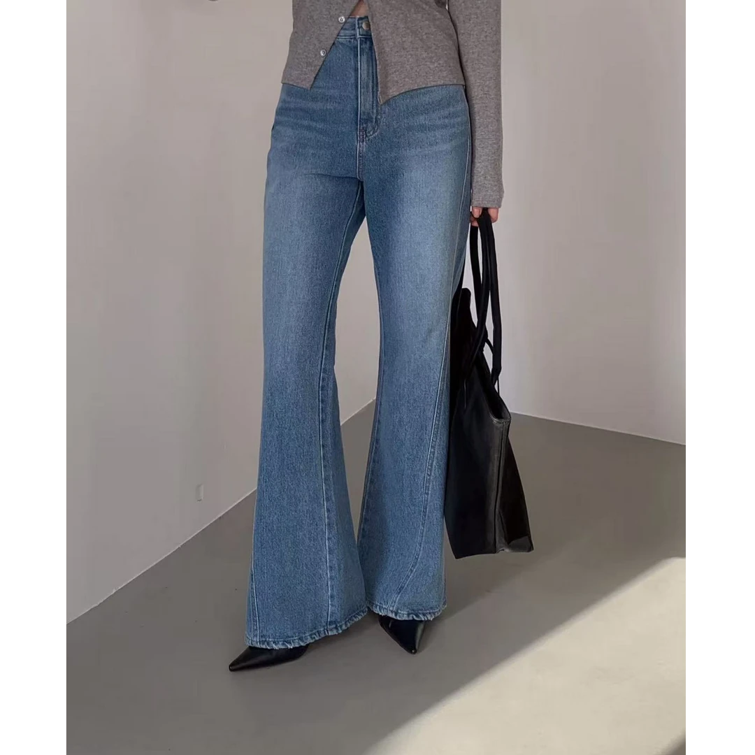 （NO退NO换）东大门代购牛仔喇叭裤