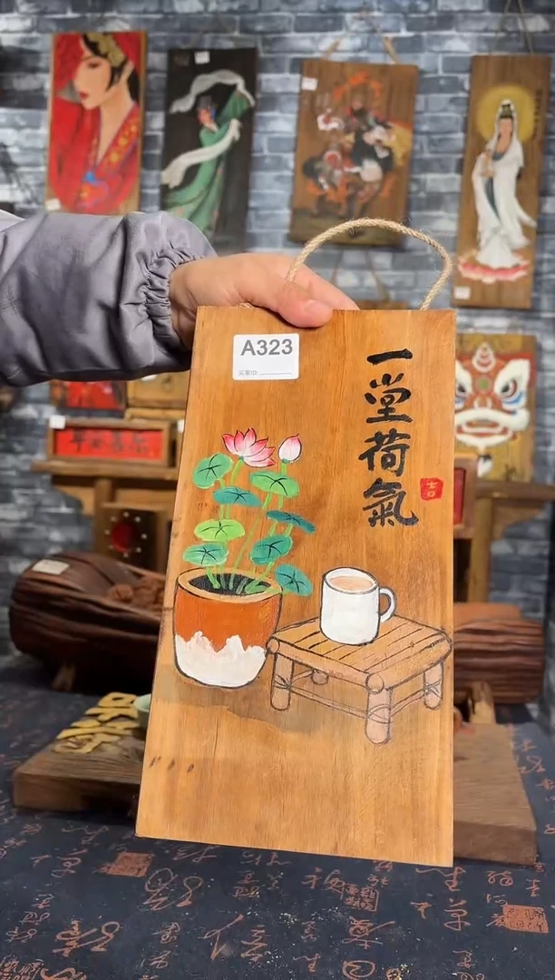 风化老门板丙烯画