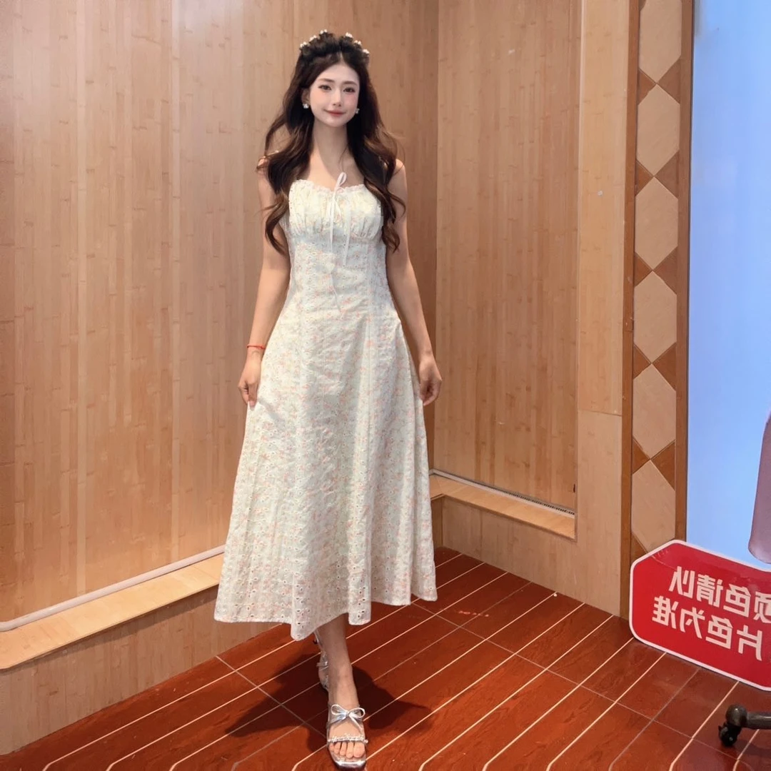 IEF/爱依服连衣裙2025夏季新款森系小清新甜美碎花显瘦吊带长裙