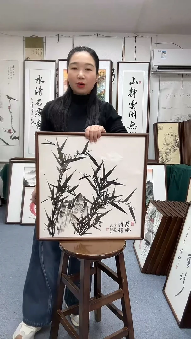 国画尺寸52*52实木画框京东包邮手绘